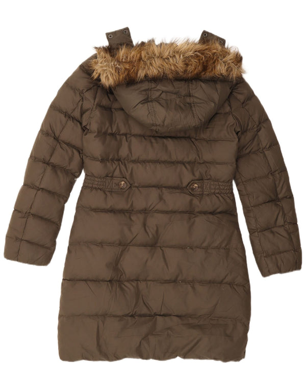 Tommy Hilfiger Dame Hætte Polstret Frakke UK 10 Small Khaki Polyester