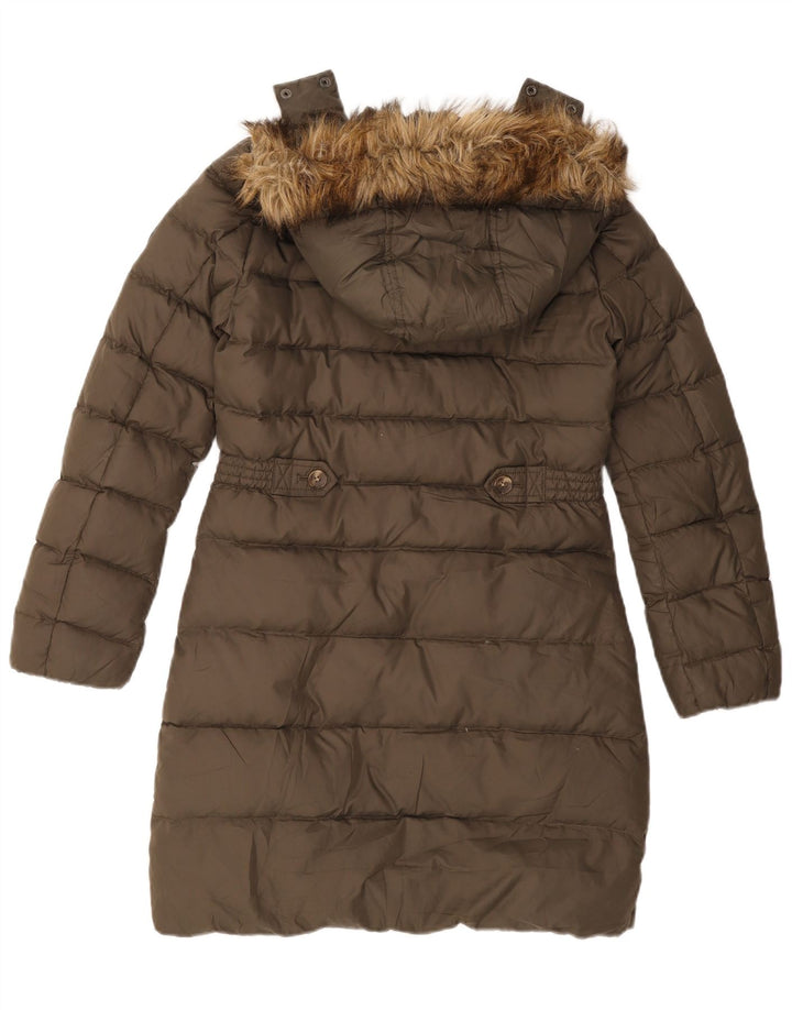Tommy Hilfiger Dame Hætte Polstret Frakke UK 10 Small Khaki Polyester