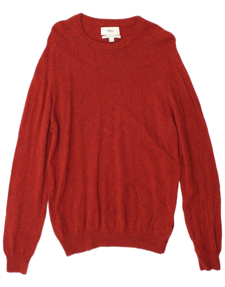 Marks & Spencer Herre Boat Neck Jumper Sweater Stor Orange Uld