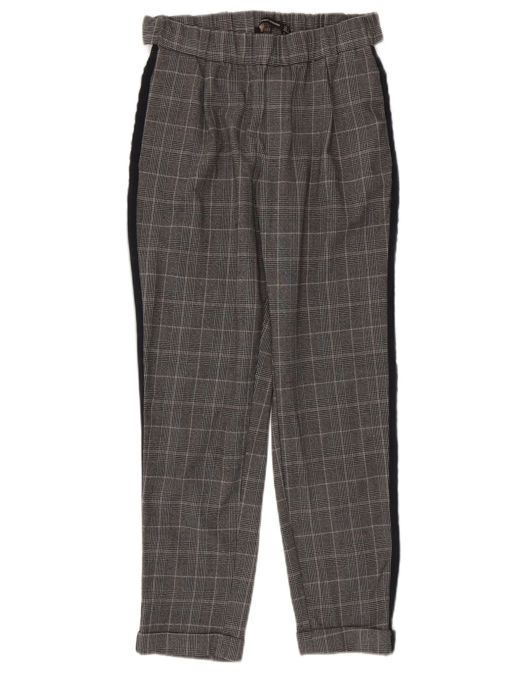 Zara Slim Casual Bukser Small W26 L24 Grå Ternet polyester
