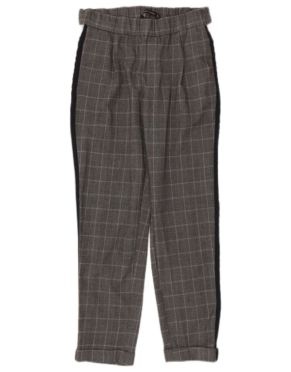 Zara Slim Casual Bukser Small W26 L24 Grå Ternet polyester