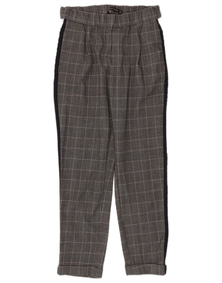 Zara Slim Casual Bukser Small W26 L24 Grå Ternet polyester