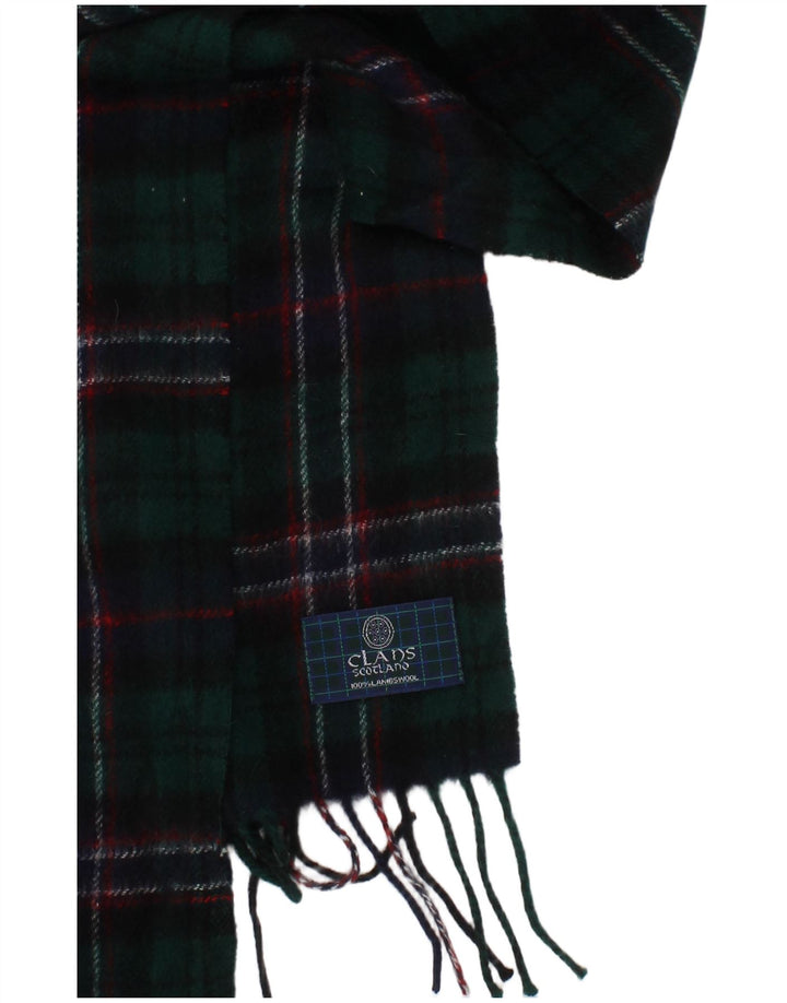 Vintage herre rektangel tørklæde One Size Grøn Plaid lammeuld