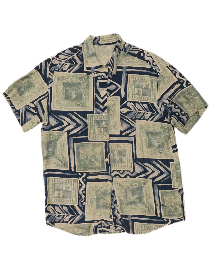 COLMAR Mens Ten Yards Short Sleeve Shirt Size 42 Large Blue Patchwork