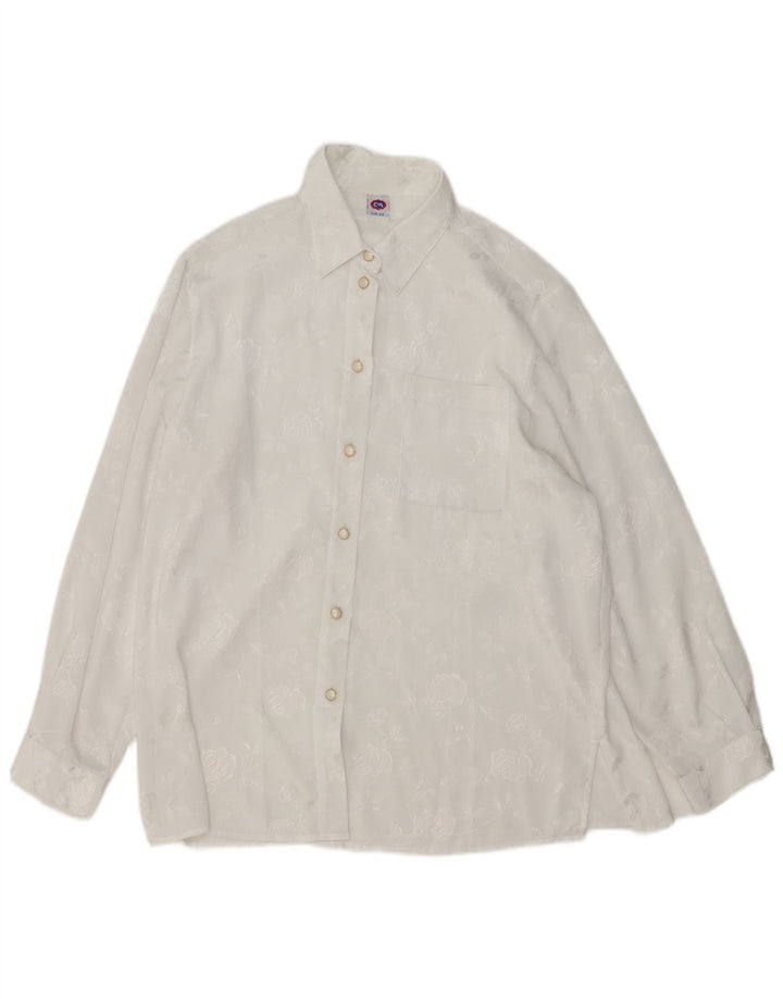 C&A skjortebluse til kvinder EU 44 XL Hvid blomstret polyester