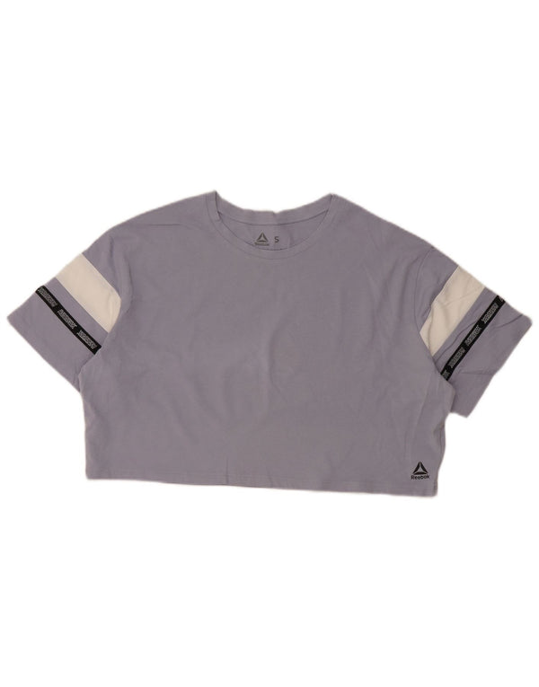 Reebok Dame Oversized grafisk T-shirt Top UK 8/10 Small Purple