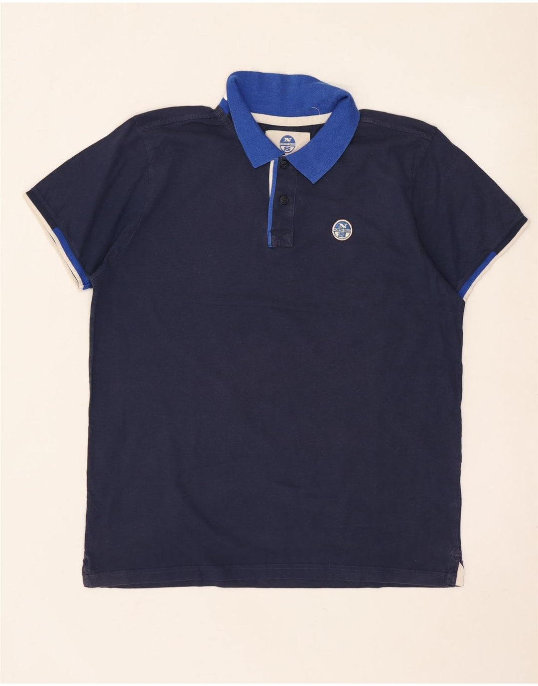 North Sails Herre Grafisk Polo Shirt XL Navy Blue Colourblock