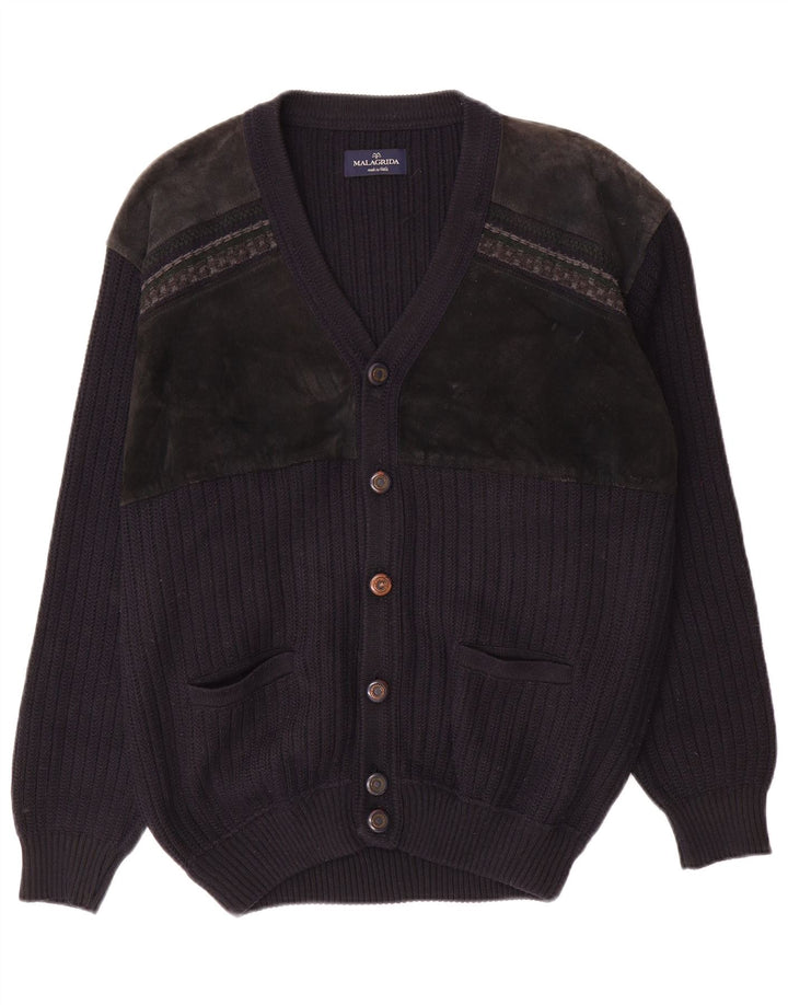 Malagrida Herre Cardigan Sweater Large Navy Blue