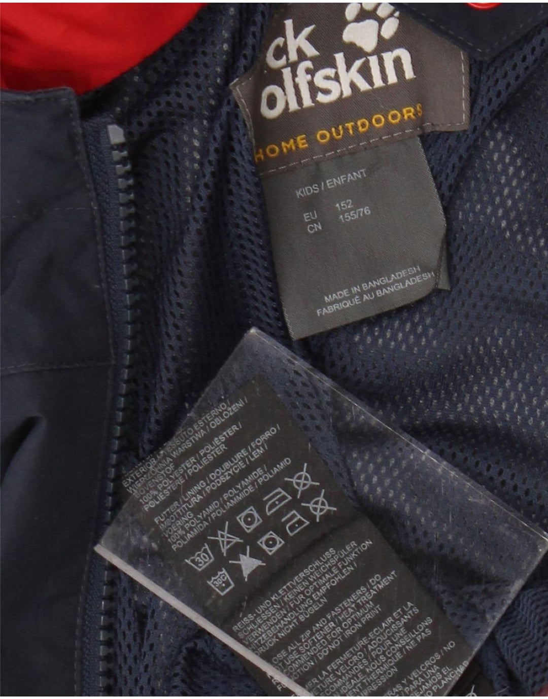 JACK WOLFSKIN Regnjakke med hætte til drenge 12-13 år marineblå farveblok