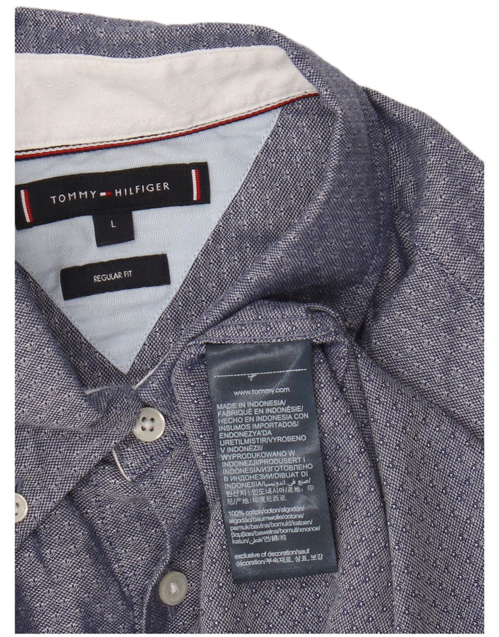 Tommy Hilfiger Herre Regular Fit skjorte Stor marineblå bomuld