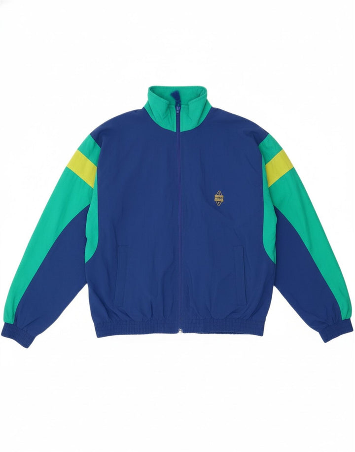 VINTAGE Womens Tracksuit Top Jacket UK 14 Medium Blue Colourblock