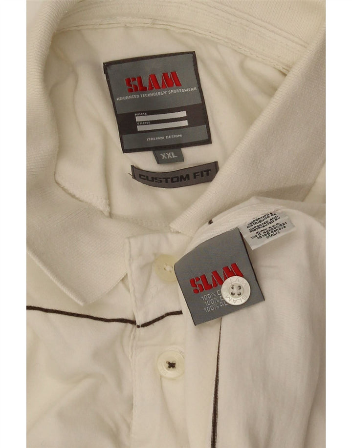 Slam Herre Custom Fit Polo Shirt 2XL Hvidstribet bomuld