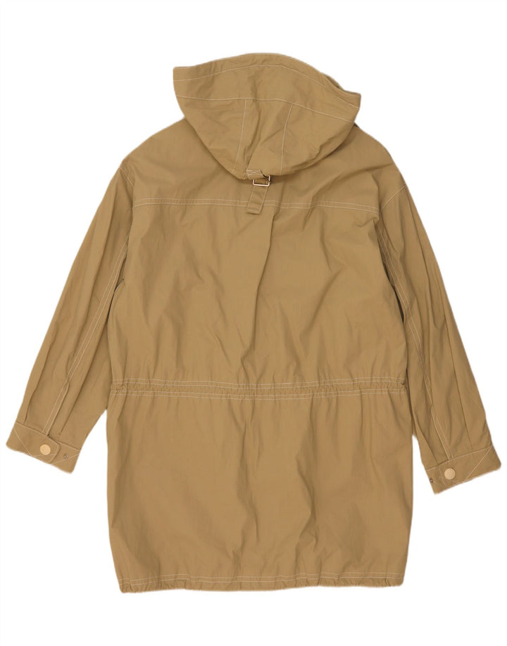 Vintage hættejakke til kvinder oversize parkajakke UK 8 Lille beige bomuld