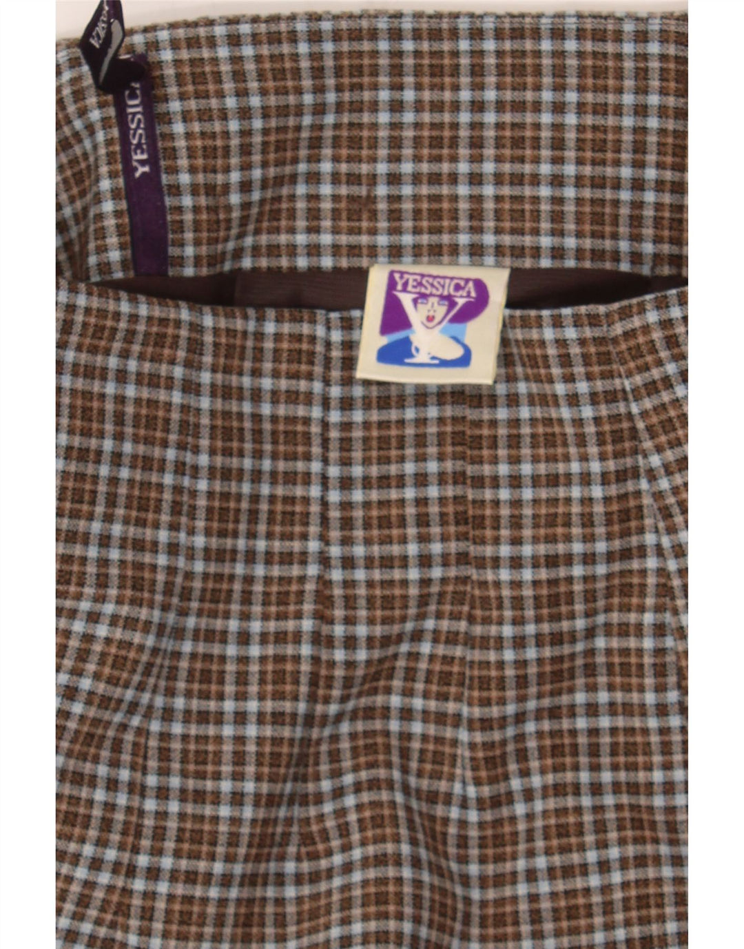 YESSICA Womens Pencil Skirt UK 12 Medium W28  Brown Check Wool Vintage Yessica and Second-Hand Yessica from Messina Hembry 
