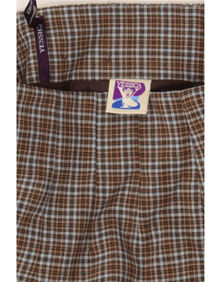 YESSICA Womens Pencil Skirt UK 12 Medium W28  Brown Check Wool Vintage Yessica and Second-Hand Yessica from Messina Hembry 