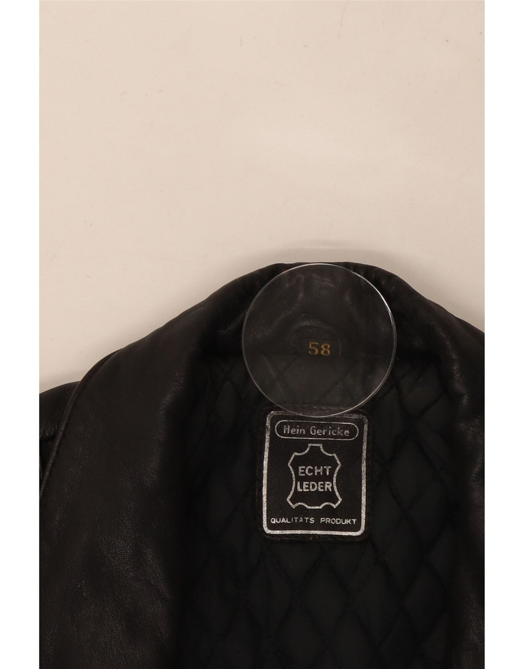 HEIN GERICKE Herre Læder Biker Jacket UK 38 Medium Sort Læder