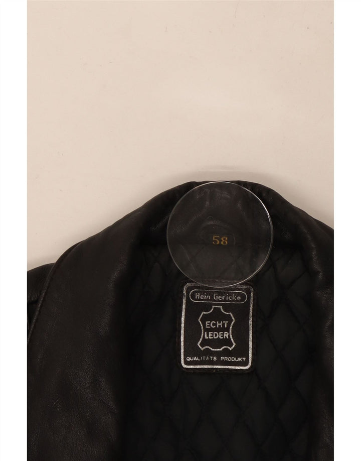 HEIN GERICKE Herre Læder Biker Jacket UK 38 Medium Sort Læder