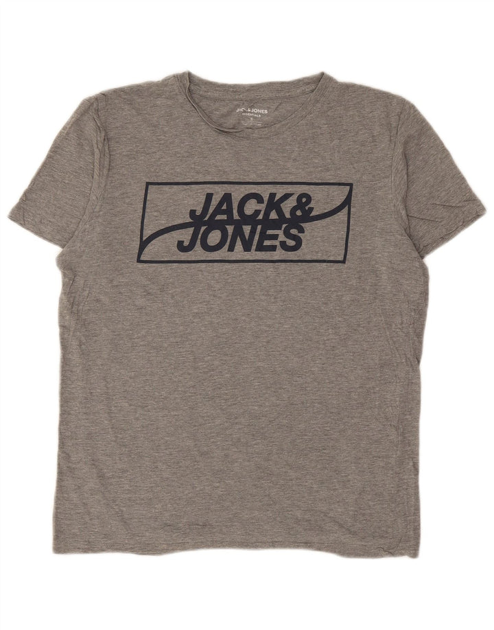 Jack & Jones Herre grafisk T-shirt top lille grå bomuld