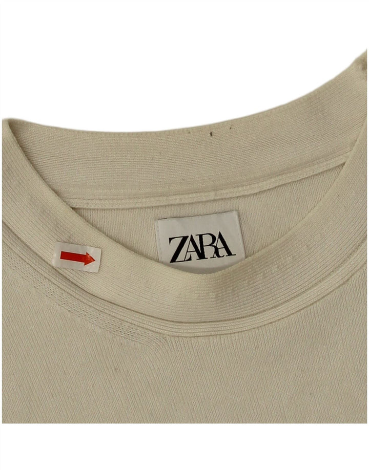 Zara Dame Boat Neck Jumper Sweater UK 14 Medium White Viscose