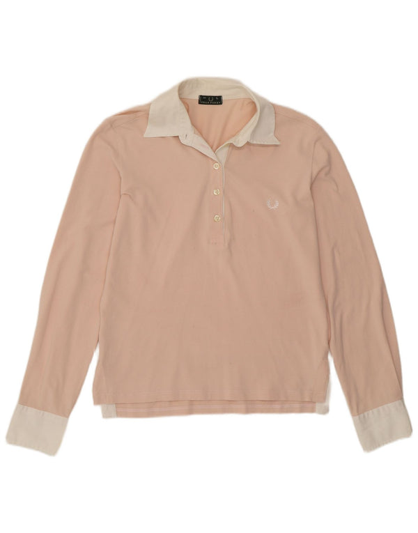 Fred Perry Langærmet Rugby Polo Shirt UK 14 Stor Pink Colourblock