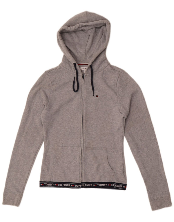 Tommy Hilfiger Womens Zip Hoodie Sweater UK 10 Small Grey Colourblock