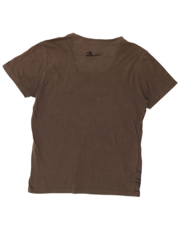 Desigual Herre grafisk T-shirt Top Medium Khaki