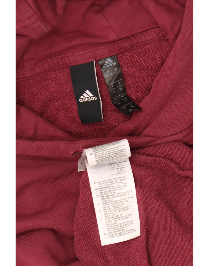 ADIDAS Dame Oversized Crop Graphic Hoodie Jumper UK 8/10 Small Burgundy