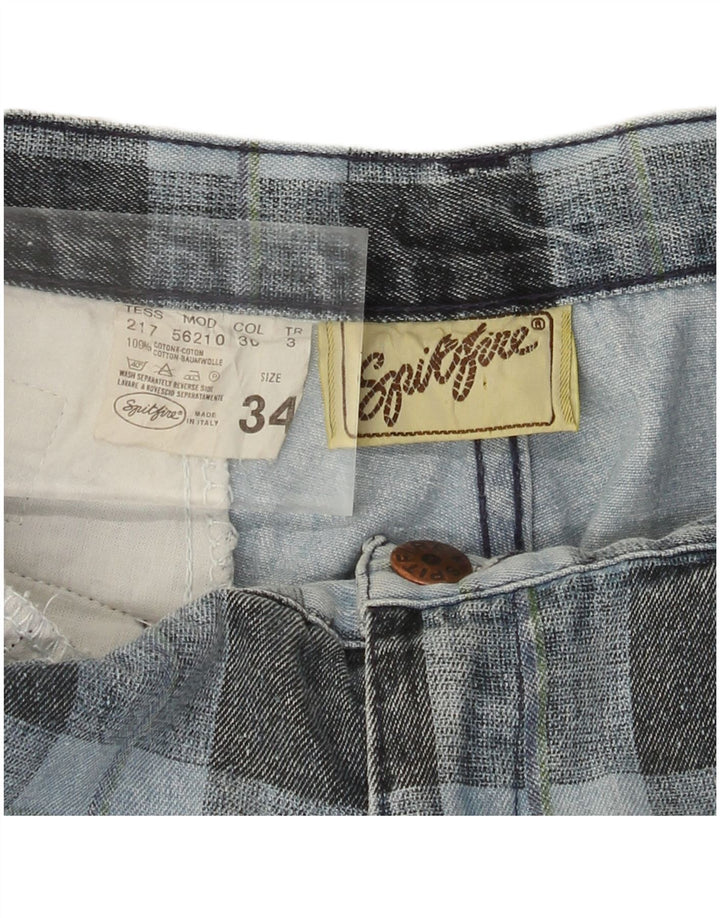 SPITFIRE koniske jeans til kvinder W34 L27 blå ternet bomuld