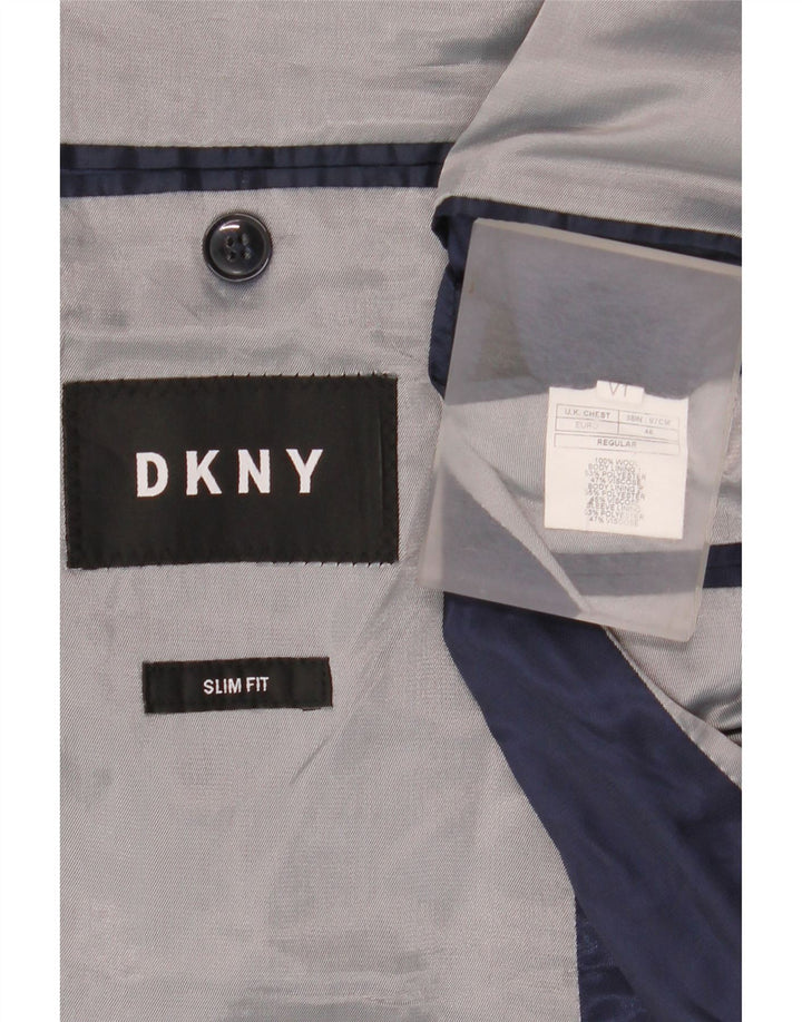 Dkny Herre 2 Button Slim Fit Blazer Jacket UK 38 Medium Navy Blue Wool