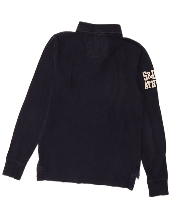 Superdry Grafisk langærmet rugby poloshirt til mænd Medium marineblå bomuld