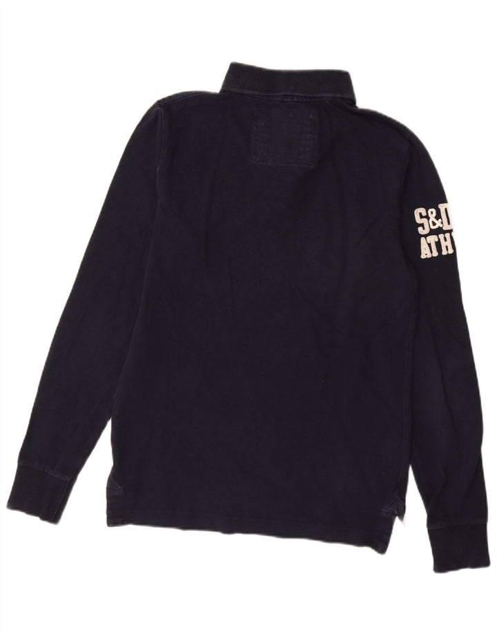 Superdry Grafisk langærmet rugby poloshirt til mænd Medium marineblå bomuld