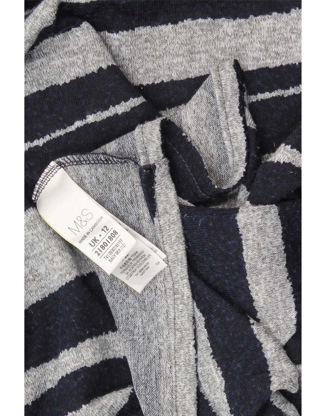 Marks & Spencer Dametop Langærmet UK 12 Mellem marineblå stribet