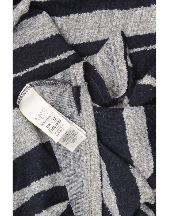 Marks & Spencer Dametop Langærmet UK 12 Mellem marineblå stribet
