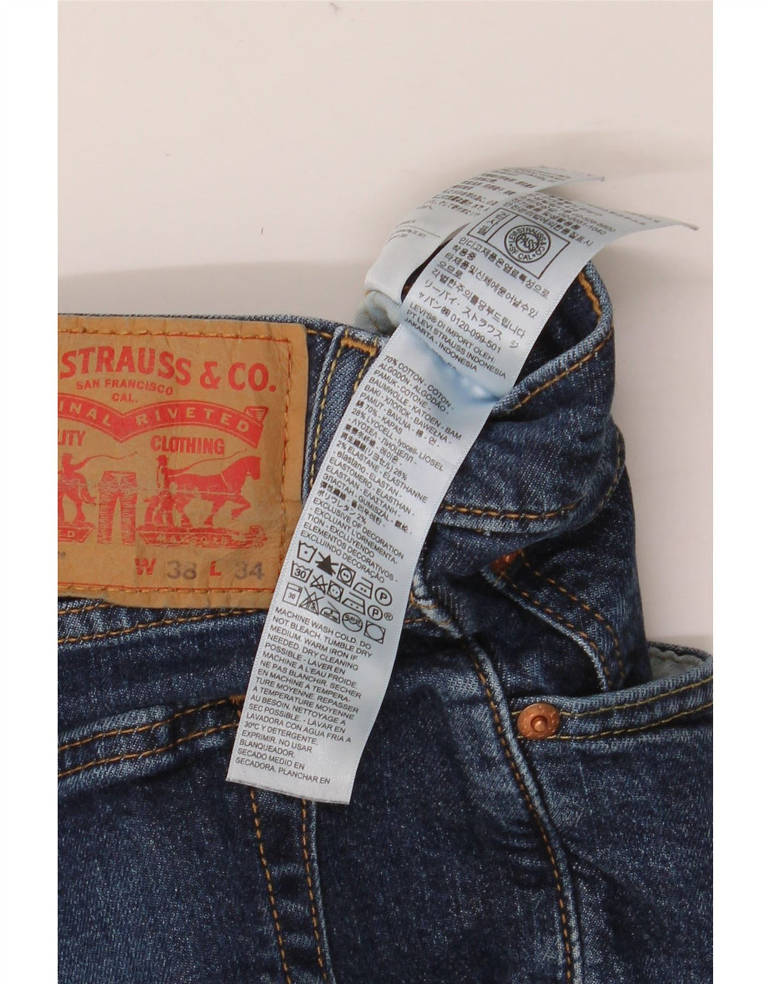 LEVI'S Herre 514 Straight Jeans W38 L34 Blå Bomuld