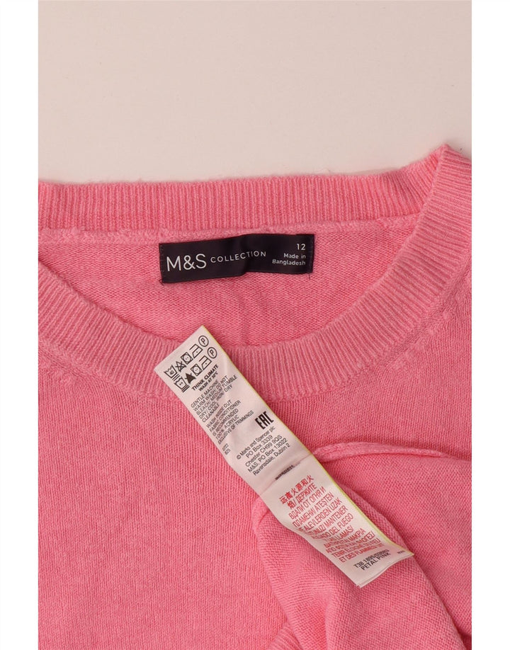 MARKS & SPENCER Dame Boat Neck Sweater UK 12 Medium Pink Akryl