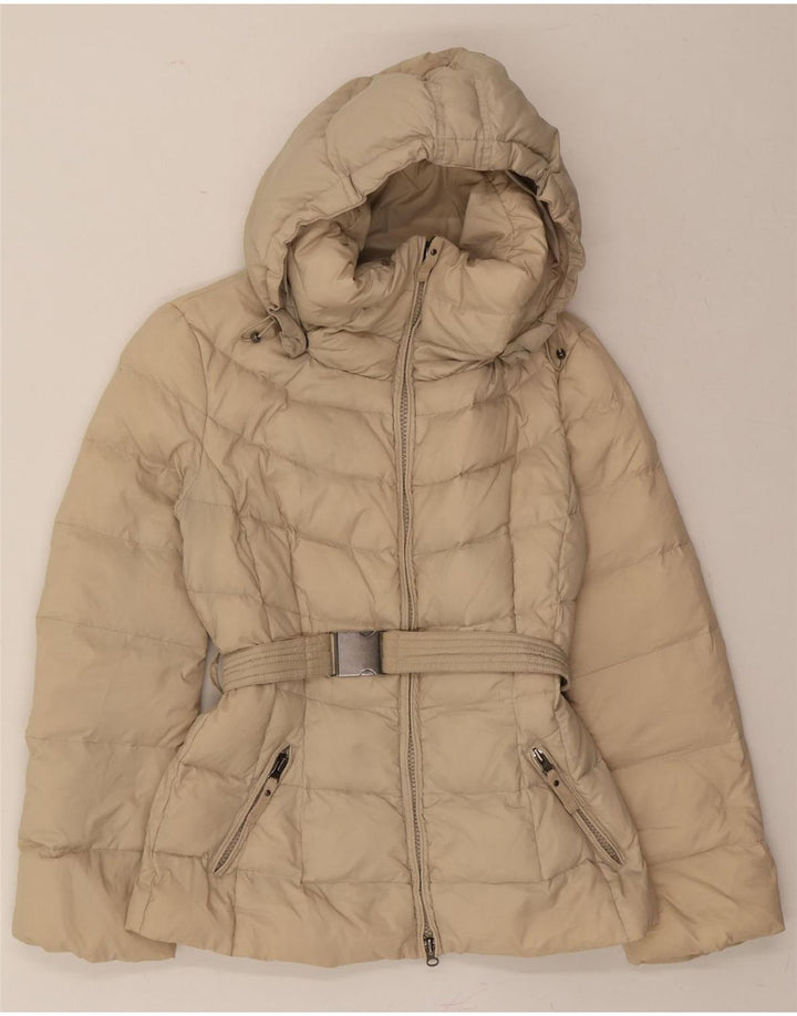 BENETTON Womens Hooded Padded Jacket IT 44 Medium Beige Polyamide Vintage Benetton and Second-Hand Benetton from Messina Hembry 