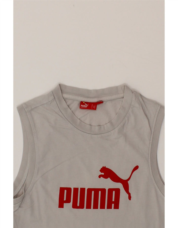 PUMA Mens Graphic Vest Top Small Grey Cotton Vintage Puma and Second-Hand Puma from Messina Hembry 