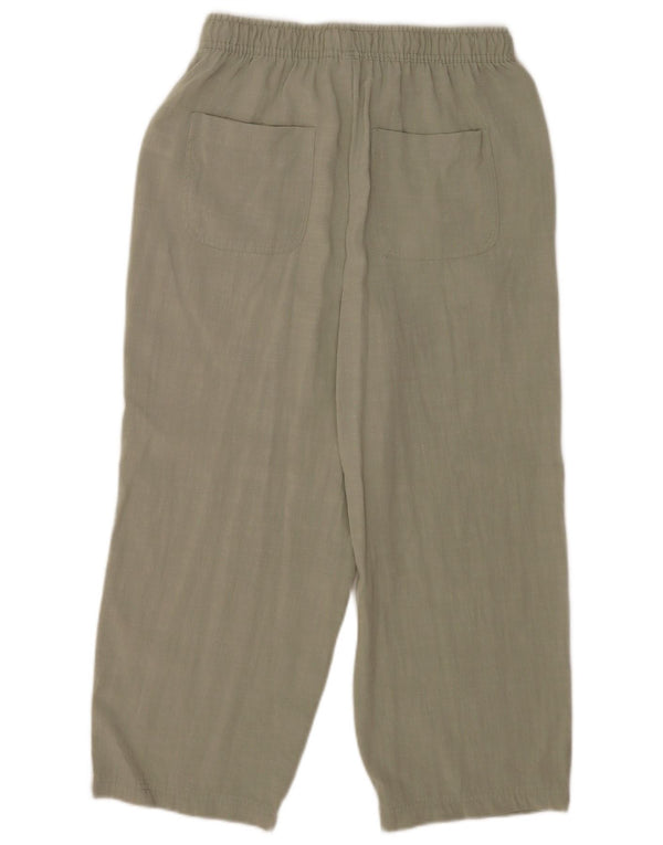 Zara Womens Loose Fit Cropped Trousers Medium W28 L24 Green Viscose
