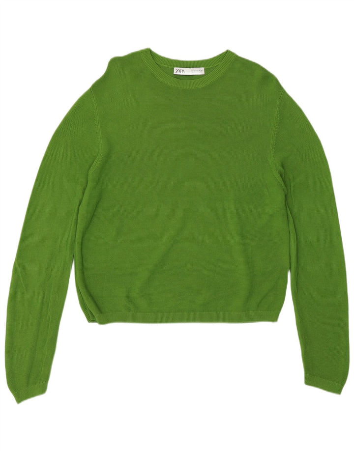 Zara Dame sweater med rund hals DK 14 Medium Grøn viskose