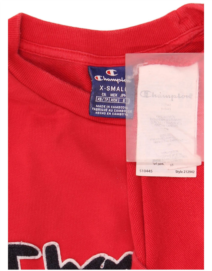 Champion Womens Grafisk Oversized Sweatshirt Jumper UK 6 XS Rød Bomuld