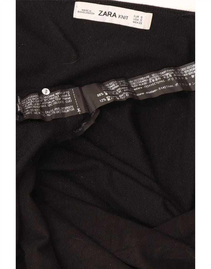 Zara Herre Open Cardigan Sweater UK 10 Small Black Viscose