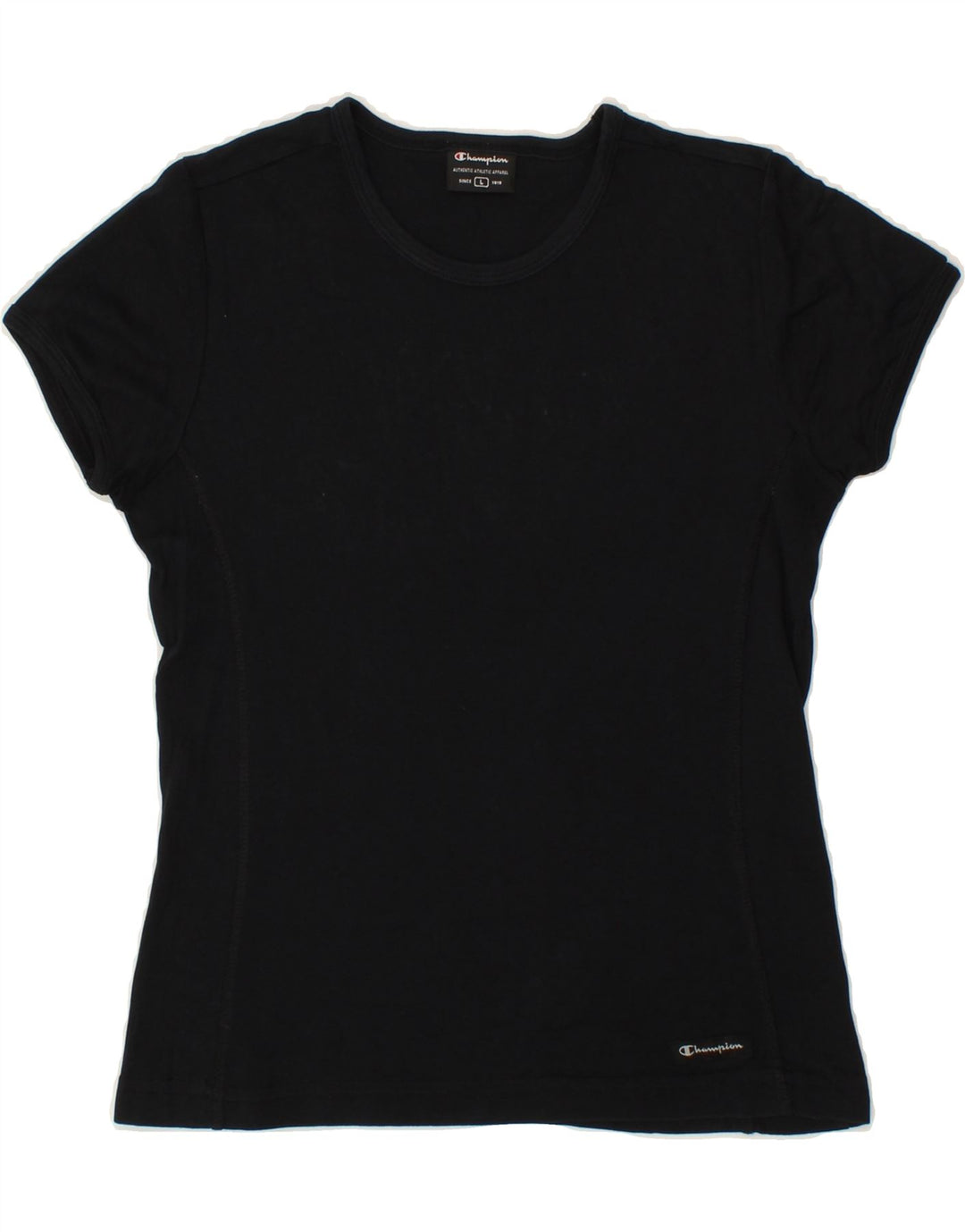 CHAMPION Womens T-Shirt Top UK 14 Large Black Vintage Champion and Second-Hand Champion from Messina Hembry 