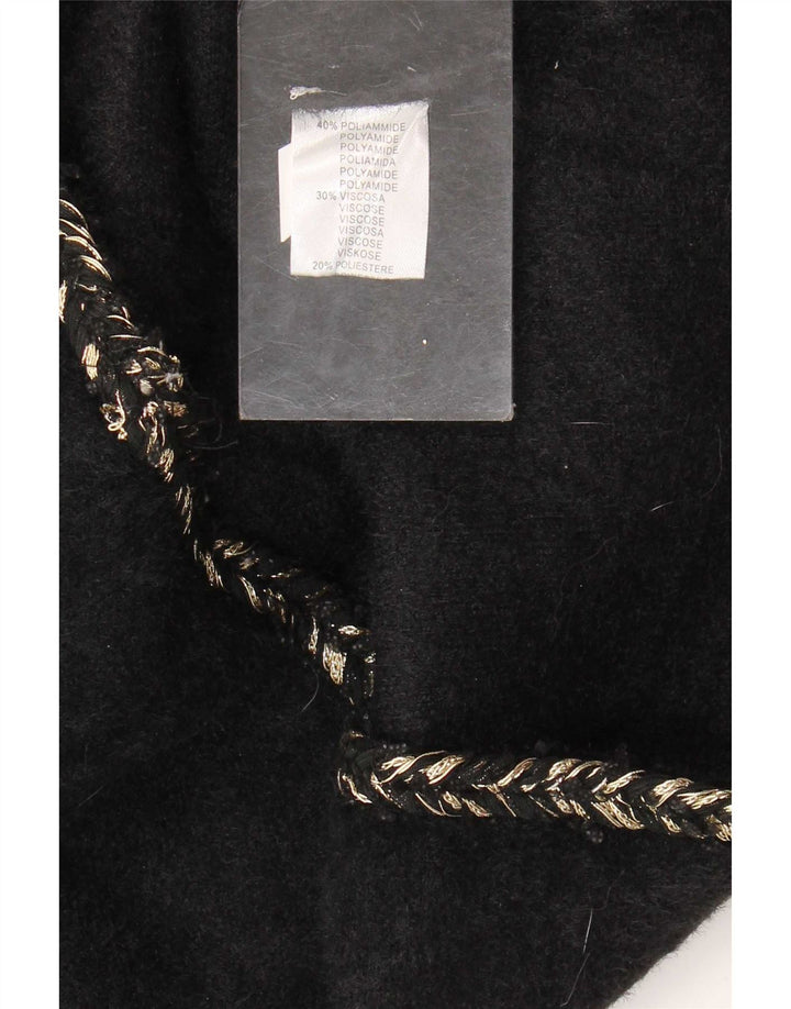 Vintage dame cardigan sweater UK 12 Medium Sort polyamid