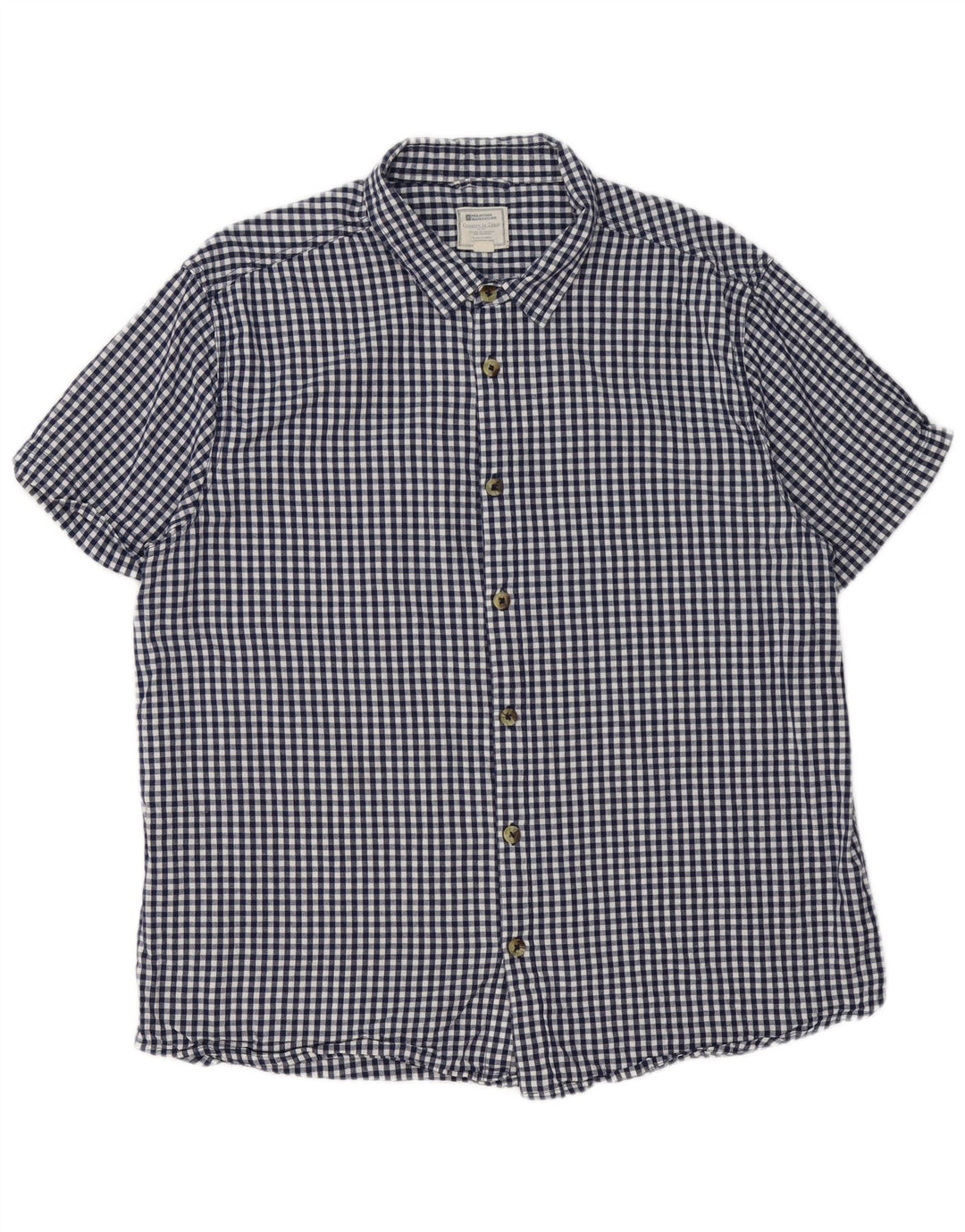 Mountain Warehouse Herre kortærmet skjorte 2XL marineblå Gingham Cotton