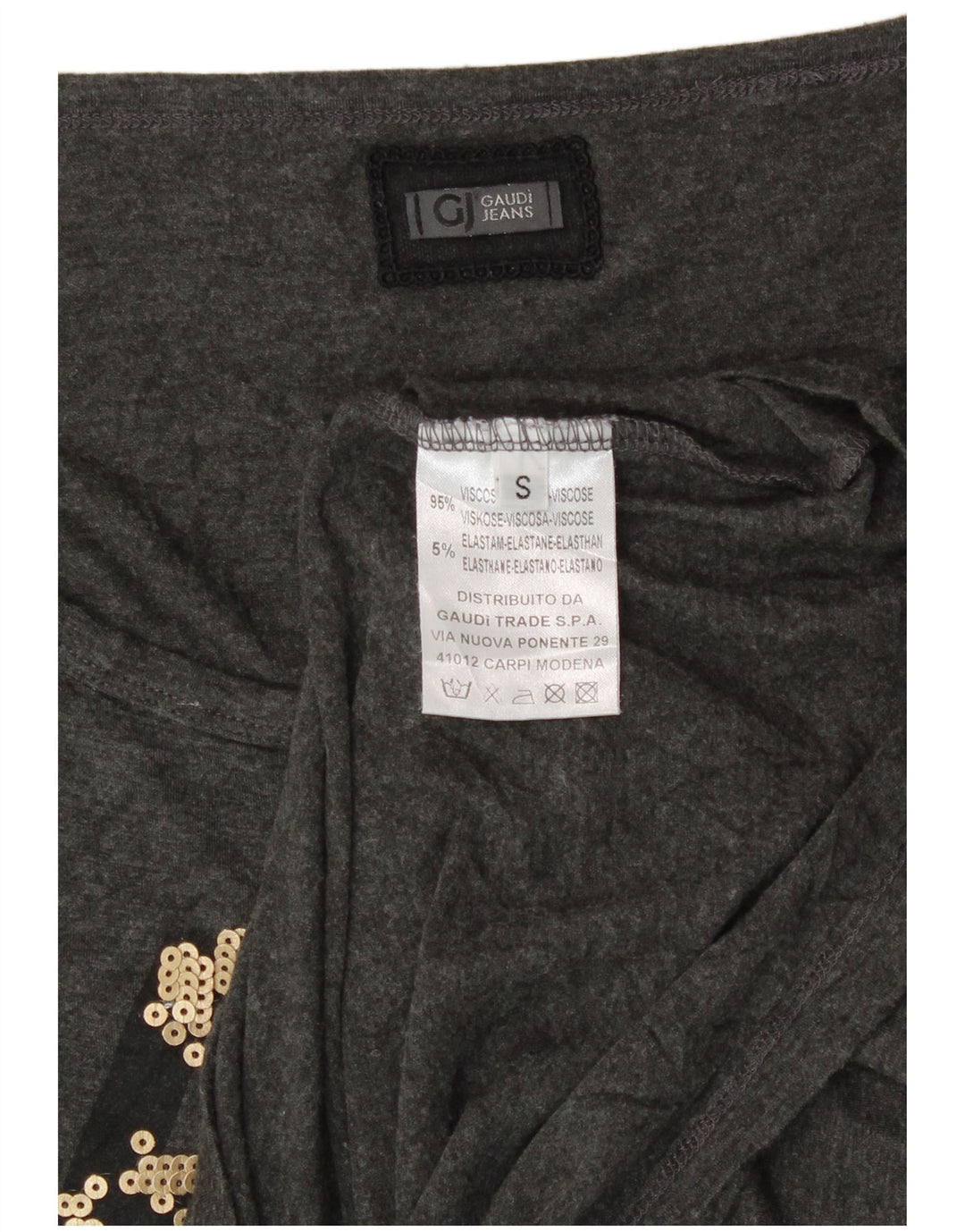 Gaudi Dame Oversized grafisk Top Langærmet UK 10 Small Grey Viscose