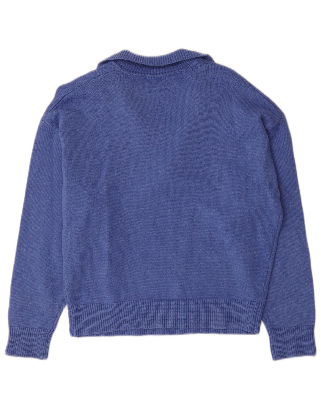 Zara Dame Polo Neck Jumper Sweater UK 14 Medium Blue Viscose