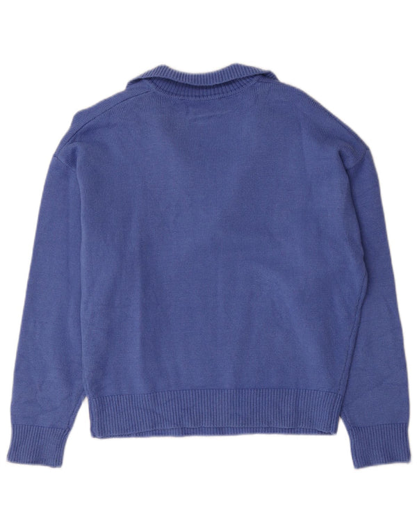 Zara Dame Polo Neck Jumper Sweater UK 14 Medium Blue Viscose