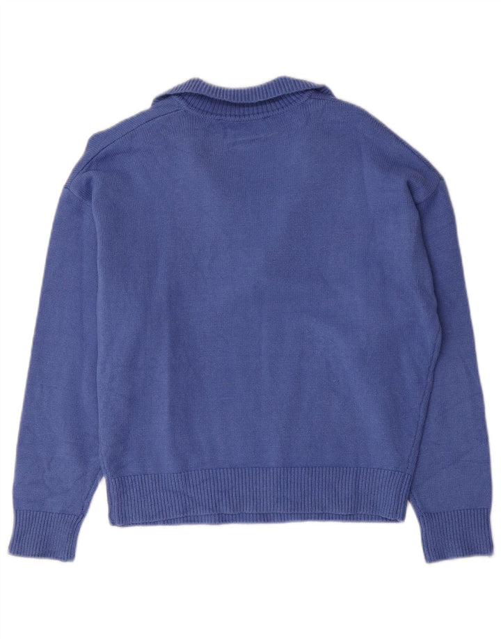 Zara Dame Polo Neck Jumper Sweater UK 14 Medium Blue Viscose