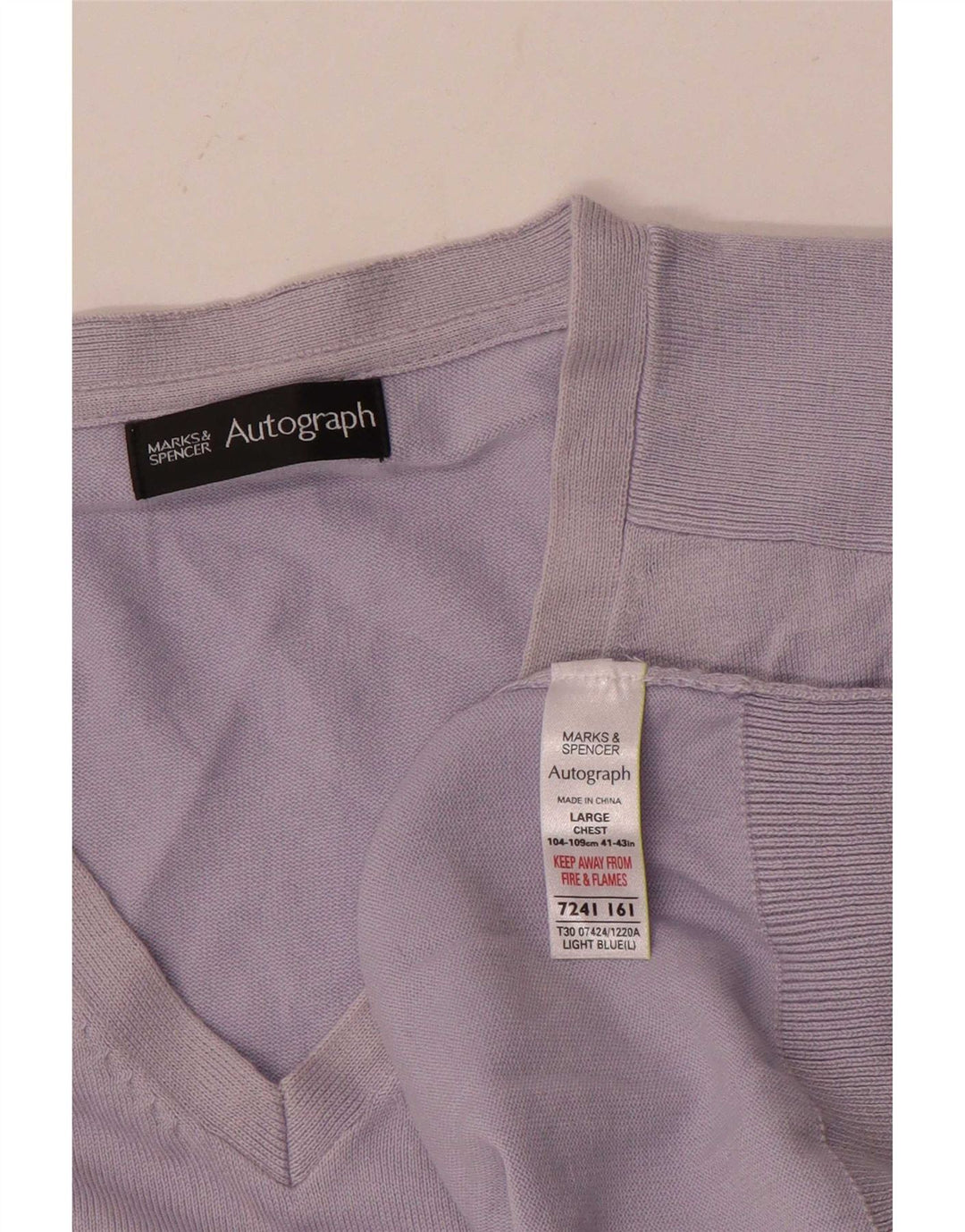 Marks & Spencer Herre Autograph V-hals sweater Stor blå bomuld