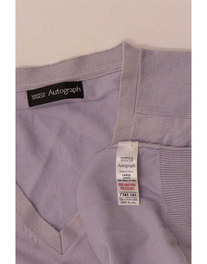 Marks & Spencer Herre Autograph V-hals sweater Stor blå bomuld